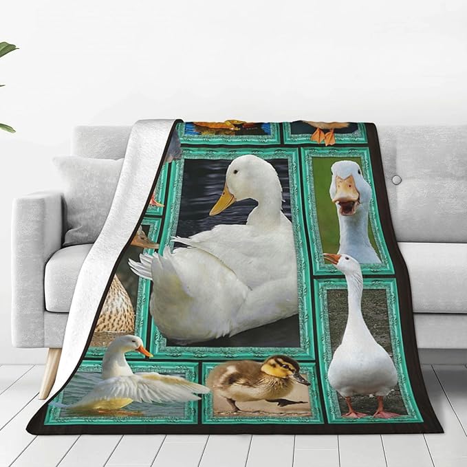 Duck Decor Throw Blanket - Super Warm Soft Plush Lightweight Fleece Flannel Goose Blanket Gifts for Girls, Boys, Kids, Baby, Women, Men, Adults - Winter Couch Bedding - 50"X60"