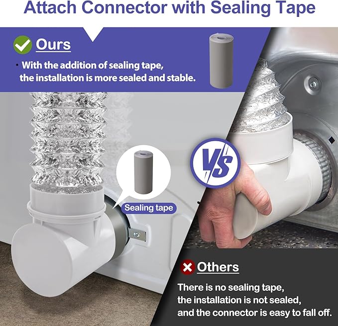 Dryer Vent Hose,Dryer Vent Connector with Dryer Hose,Dryer Connection Kit,90 Degree Dryer Vent Elbow,Dryer Vent Duct, Snap to Vent Dryer Kit,Dryer Vent Hose Connector,Dryer Vent Hose for Tight Space