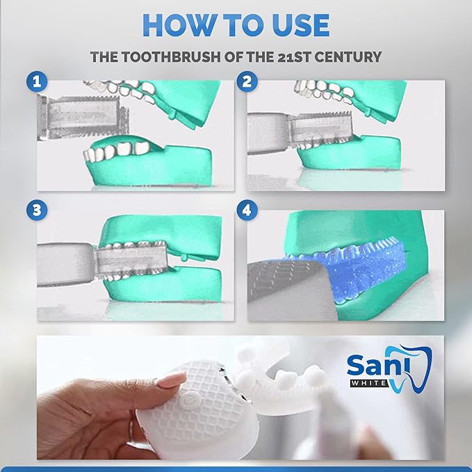 FREEZE2TRIM Sani White Ultrasonic Toothbrush, Ortho Sparkle Sonic Glow Brush, 360 Brite Adult U Shaped Toothbrush Ultrasonic Tooth Cleaner Teeth Whitening Light Electric Automatic Hands Free