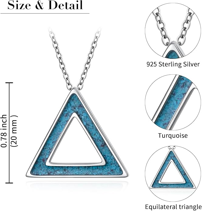 DAOCHONG 925 Sterling Silver Geometric Shapes Necklace Triangle/Rectangle/Rhombus/Circle Pendant Necklace for Women Jewelry Gifts