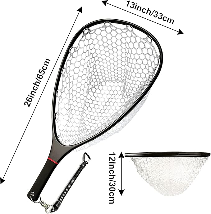Aventik Fly Floating Fishing Net Carbon Fiber Landing Trout Net Light Weight Clear Rubber Ghost Net Catch & Release
