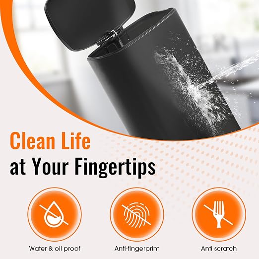 BestOffice 13 Gallon (50L) Trash Can with Lid Garbage Can Commercial Trash Can with Soft-Close Foot Pedal Fingerprint Proof Stainless Steel for Kitchen Home Office Bedroom Bathroom