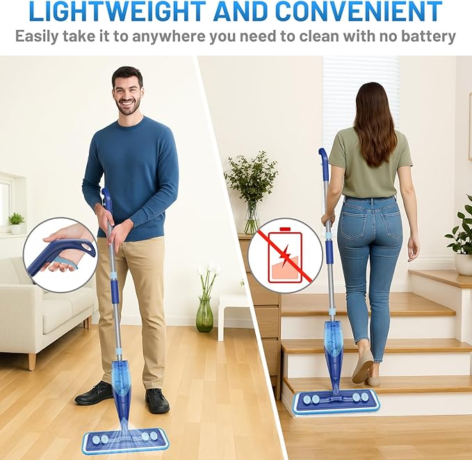 Microfiber Hardwood Floor Mop with 4 Washable Pads & 520ML Refillable Bottle Bundle