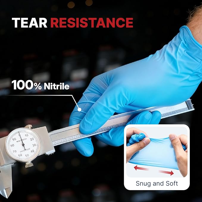 NORTHSKY Olympia Disposable Nitrile Gloves, 6 mil, Mechanic Disposable Gloves Powder and Latex Free, Manufacturing, Blue