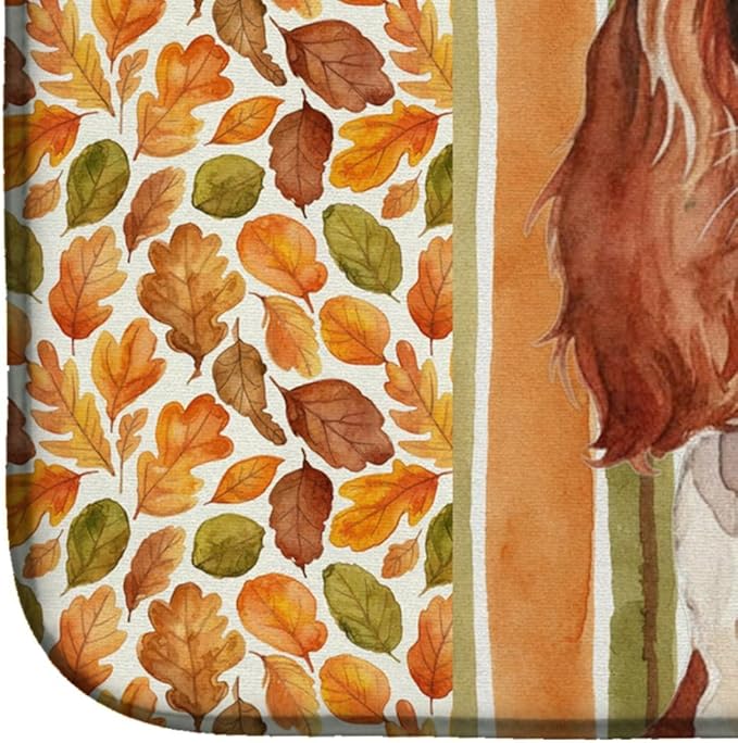 Caroline's Treasures Blenheim English Toy Spaniel Heirloom Fall Dish Drying Mat Absorbent Dish Drying Mat Pad for Kitchen Counter Dish Drainer Mat for Countertop, 14 x 21", Multicolor