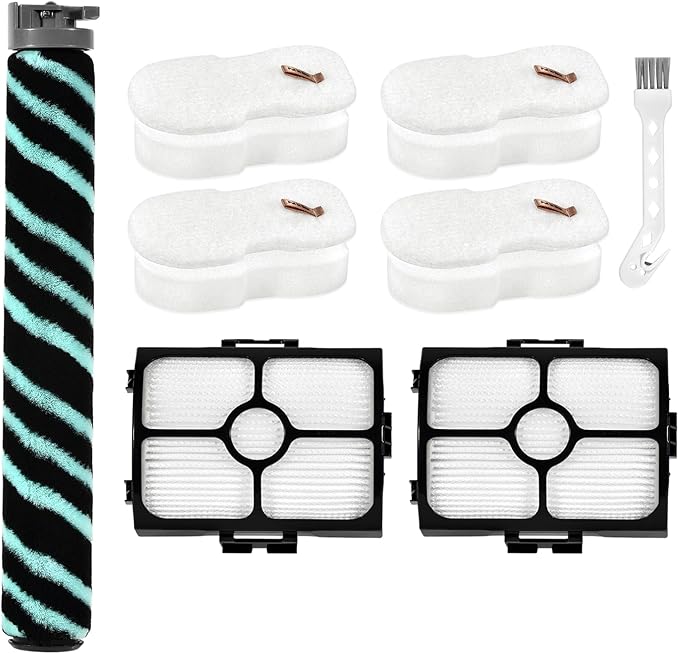 8Pcs HZ4002 Replacement Filter Compatible with Shark HZ4000 HZ4002 Corded Stick Vacuum Cleaner, 2 HEPA Filters, 4 Foam & Felt Filters, 1 Roller Brush, 1 Cleaning Brush