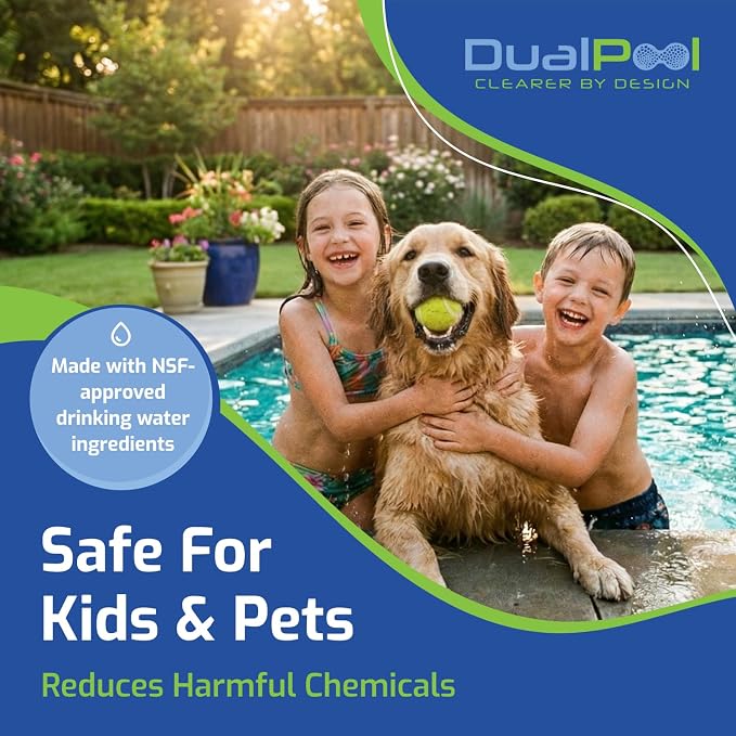 2-in-1 Self-Dosing Pool Clarifier - Non-Toxic Pool Clarifier with Phosphate & Metal Remover for Crystal Clear Water, Treats up to 21,000 Gallons, Safe for Use in Saltwater & All Pool Types