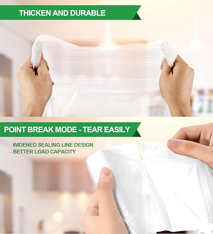 FORID Clear Trash Bags, 8 Gallon Garbage Bags, Wastebasket Bin Liners 110 Count Plastic Trash Bags for Bathroom Bedroom Office Garbage Can 30 Liters - Durable & Thick Trash Bag - Medium