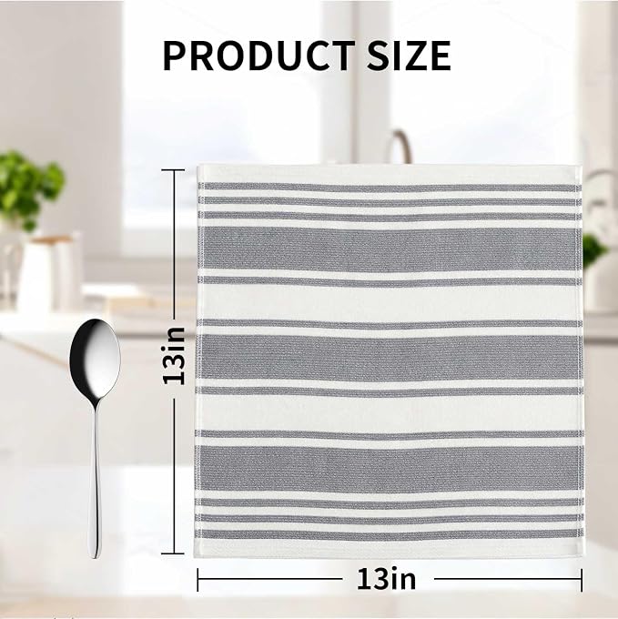 Dish Cloths 13”x 13”, 8-Pack Cotton Super Soft Absorbent Dish Rags, Quick Drying Dish Towels for Kitchen