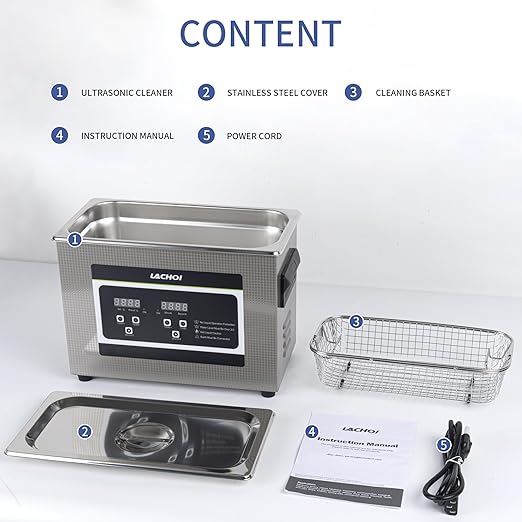 4.5L Jewelry Cleaner with Heater&Timer 40kHz 1.2 gal Digital Sonic Cleaner Ultrasonic Cleaner Ultrasonic parts cleaner Machine for Jewelry Watch Ring Coin Diamond Glasses Lab Ultrasonic Cleaner