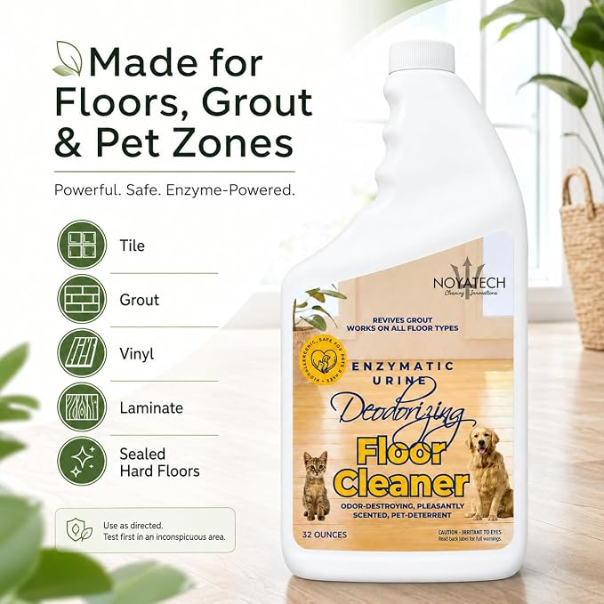 NOYATECH Pet Floor Cleaner – Enzyme-Powered Degreaser for Urine, Odor & Grime | Safe for Tile, Vinyl, Grout & Hardwood | Residue-Free & Pet Safe