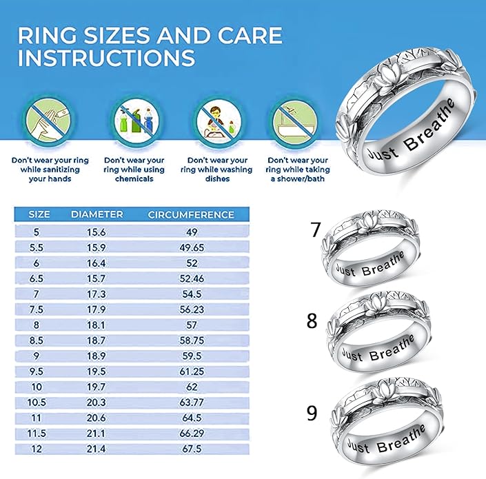 Ladytree Spinner Fidget Anxiety Ring,925 Sterling Silver Stress Relief Worry Ring,Platinum Plated ADHD Autism Jewelry,Birthday Mom Gift for Women