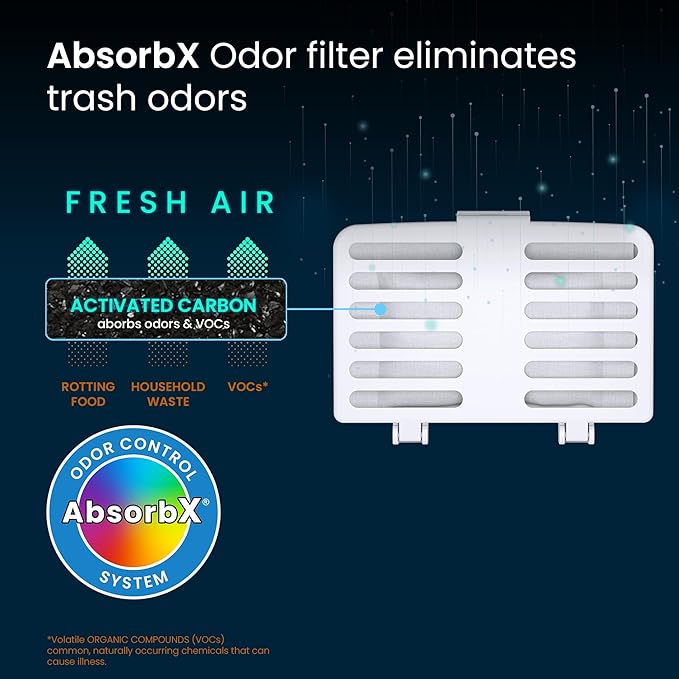 iTouchless AbsorbX Odor Removal Kit with Replaceable Deodorizer, Stick On Deodorizer Activated Carbon Filters Eliminate Smell in Refrigerator, Trash Can, Diaper Pail, Closet, Shoes, Locker (2-Pack)