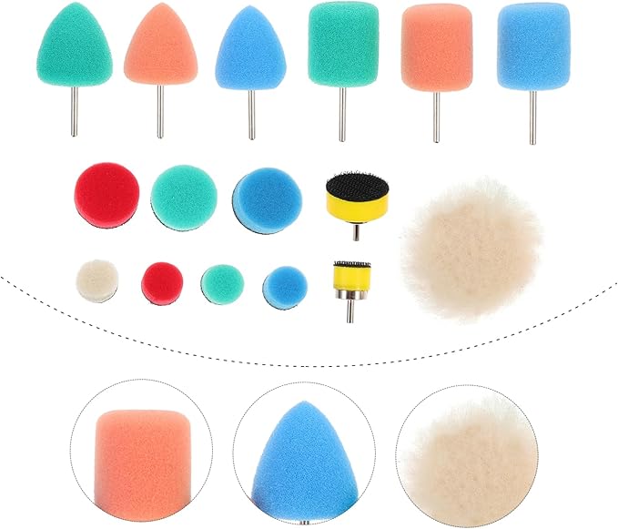 48pcs Vehicle Buffing Pads Sponge Polishing Kit for Car Detailing Reusable Auto Polisher Accessories for Narrow Spaces and Scratch Improvement