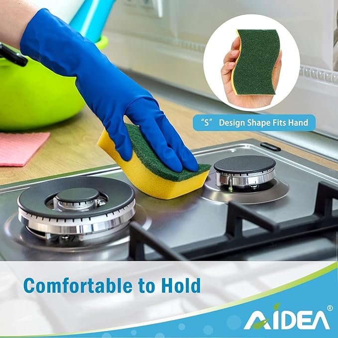 AIDEA Magic Sponges Cleaning Eraser, and Heavy Duty Scrub Sponge，Cleaning Scrub Sponge, Stink-Free Sponge