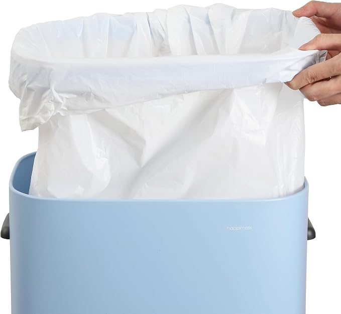 happimess HPM1017H Tammi Kitchen 14.5-Gallon Slim Metal Push Button Trash Can for Home, Kitchen, Laundry Room, Office, Bedroom, Bathroom, Tide Pool Blue