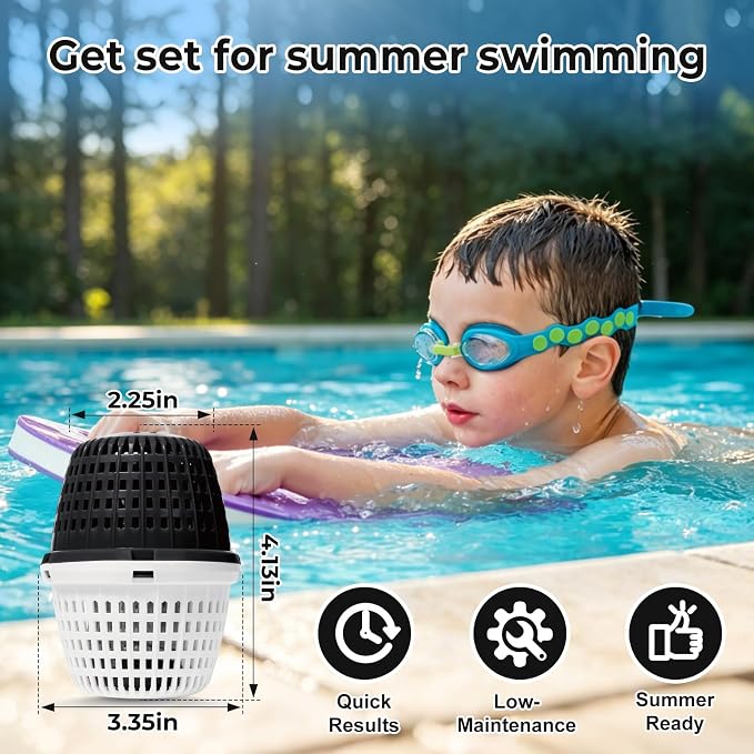 Upgraded Pool Cartridge for 20K–30K Gallon Pools, Typically Completes Transformation Within 24–72 Hours, Lasts up to 6 Months, Black/White