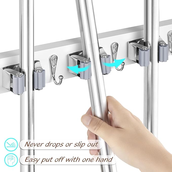 OUTNILI Broom Holder and Coat Rack Wall Mount Bundle