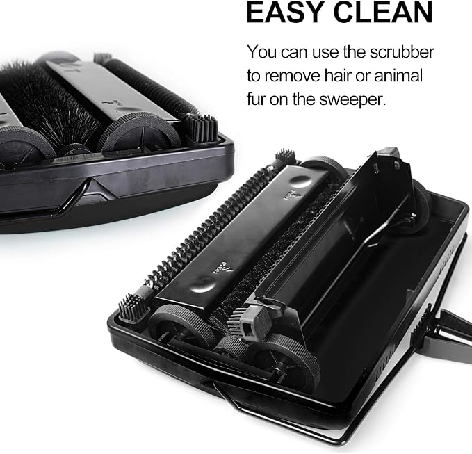 Yocada Carpet Sweeper Cleaner for Home Office Low Carpets Rugs Undercoat Carpets Pet Hair Dust Scraps Paper Small Rubbish Cleaning with a Brush Black