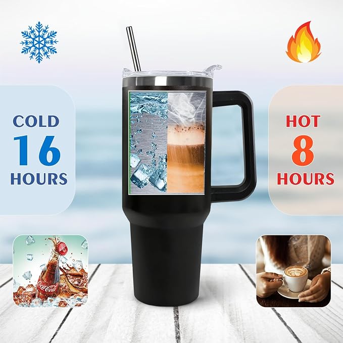 Ceovfoi 40 oz Dad Fuel Tumbler with Handle Lid and Straw,Black Dad Stainless Steel Cups Mug water Botter,Fathers Day Gift For Dad from Gaughter