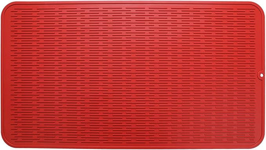 MicoYang Silicone Dish Drying Mat for Multiple Usage,Easy clean,Eco-friendly,Heat-resistant Silicone Mat for Kitchen Counter or Sink,Refrigerator or Drawer Liner Red 4XL 32 inches x 18 inches