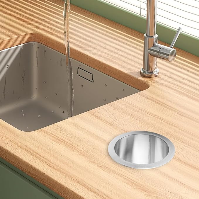 Antrader Drop-in Trash Chute,Kitchen Counter Trash Chute,Stainless Steel,Round (130mm/5.11inch),1Pcs