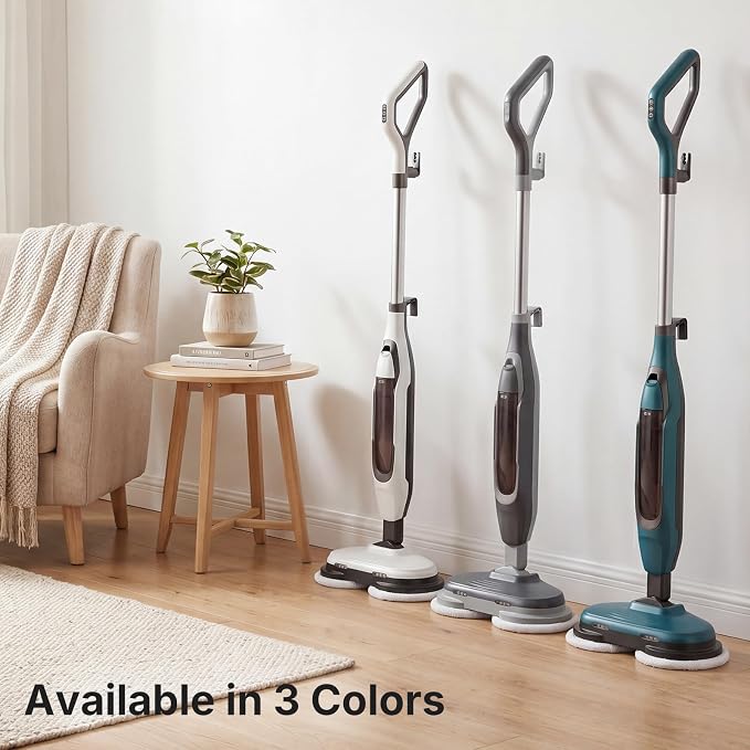OLIXIS Steam Mop, All-in-One Scrubbing Steam Mops for Floor Cleaning with Rotating Pads, Floor Steamer with 2 LED Lights, 4 Cleaning Modes, Swivel Steering, 16.4 FT Cord, Safe for Hardwood and Tile