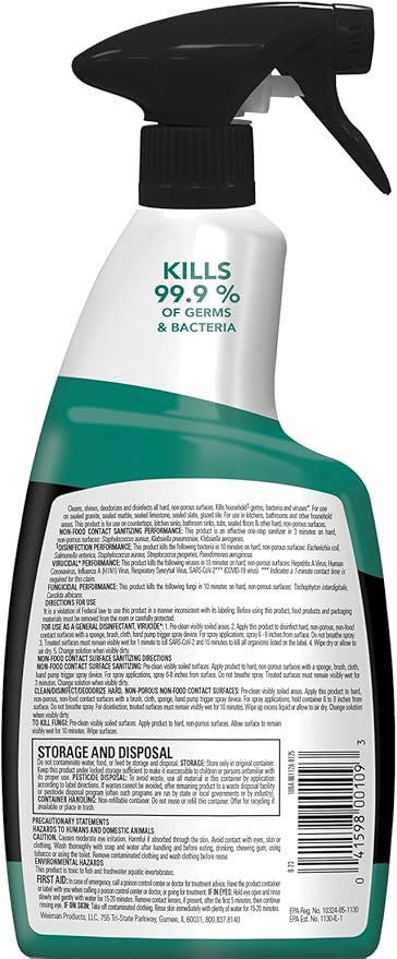 Weiman Disinfectant Granite Daily Clean & Shine (2 Pack with Polishing Cloth) Safely Clean Disinfect and Shine Granite Marble Soapstone Quartz Quartzite Slate Limestone Corian Laminate Tile Countertop