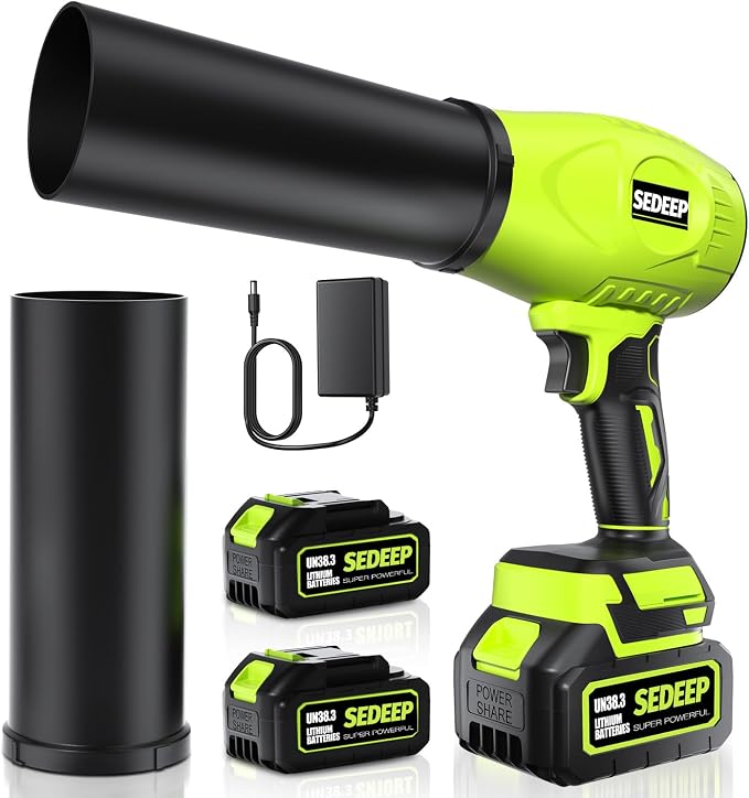 Leaf Blower Cordless with Battery and Charger, 980,000 RPM, Extended Nozzle, Lightweight Handheld,Blower for Patio Cleaning,Leaves and Dust,Birthday Gifts for Men Dad Husband（Emerald Green）