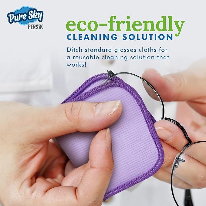 Pure-Sky Eyeglass Cleaner Cloth – Streak Free Ultra Microfiber Eyeglass Cleaner Wipes - Leaves no Wiping Marks - [5 Pack] - Cleans Lenses, Glasses, Screens, Cameras, Cell Phone, Eyeglasses,Tablets