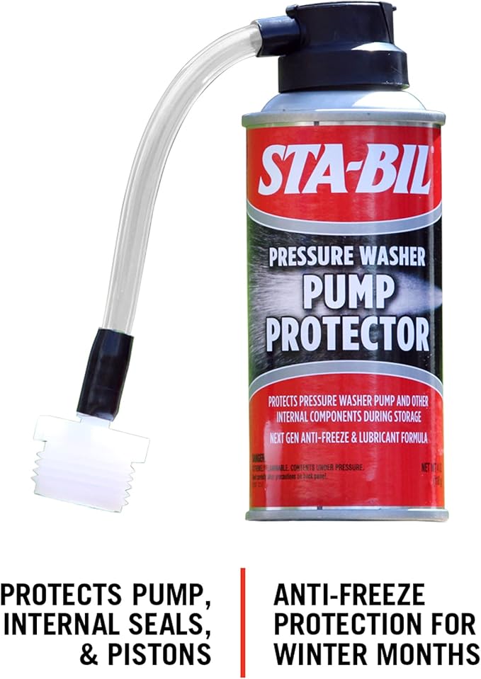 STA-BIL Pump Protector - Protects Pressure Washer Pumps and Other Internal Components During Storage, Next Gen Anti-Freeze and Lubricant Formula, 4oz (22007)