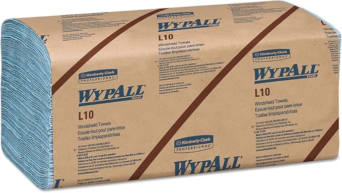 WypAll 05120 L10 Windshield Wipers, Banded, 2-Ply, 9 3/10 x 10 1/2, 140/Pack, 16 Packs/Carton