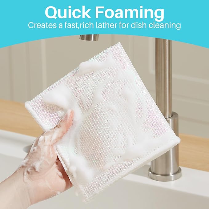 JOYMOOP 8 Pack Non Scratch Wire Dishcloths for Kitchen, 2 Sided Dish Towels, Reusable Cleaning Rags, Dish Cloths for Washing Dishes and Dish Rags for Washing Dishes, Quick Dry, 10" x 10"