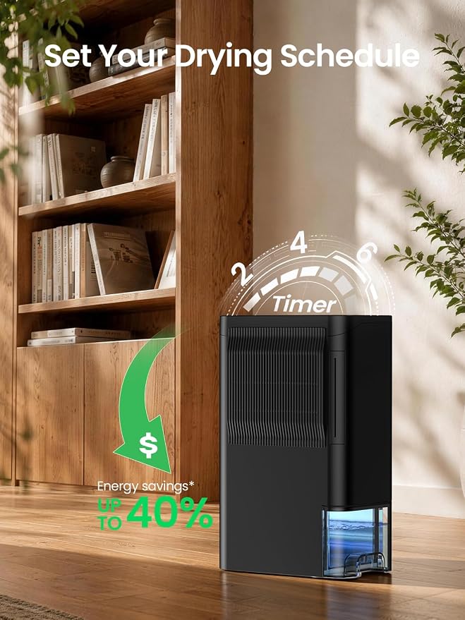 Dehumidifiers for Home 1500 Sq.Ft, 2.5L Tank, 35dB Quiet, New Rotary Technology Dehumidifier with Drain Hose, Works Down to 1°C/34°F, Auto Shutoff, Ideal for Basement Bedroom Bathroom RV Closet