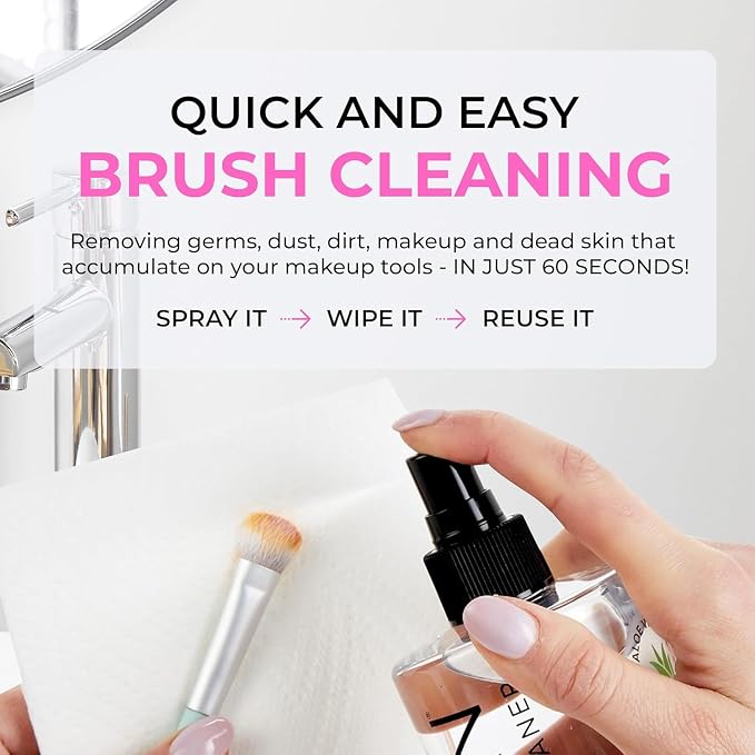 ISOCLEAN Makeup Brush Cleaner – Gentle Daily Use Solution, Reduces Product Buildup, Improves Application, Easy Clean Brush Cleaning Solution & Sponge Cleaner - Spray Top, 18 fl oz