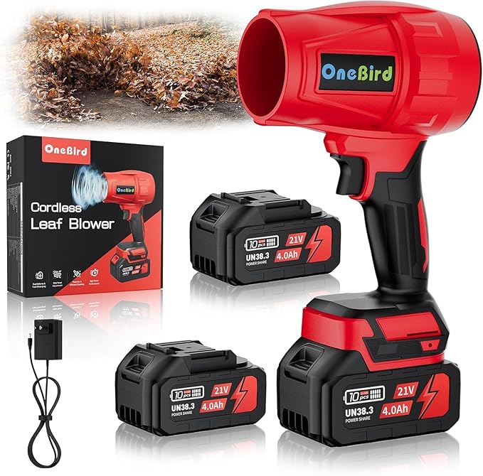 Cordless-Leaf-Blower-Electric Leaf Blower for Lawn Care 560 CFM-Handheld Blower Portable with Battery and Charger with 21V-4.0Ah-2 Batteries, Lightweight Blower for Patio Cleaning dust - Deep Black