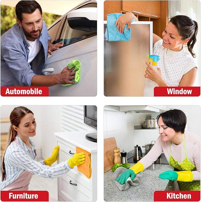 AIDEA Microfiber Cleaning Cloth 24 Pack, Microfiber Towels for Cars, Soft & Absorbent Cleaning Rags, Premium Lint Free Shop Towels for House, Kitchen, Car, 12inx16in, Grey