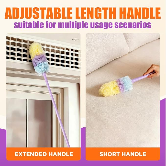 40Pcs Heavy Duty Duster Refills &1Handle, 360 Disposable Duster | 360° Feather DusterMultisurface Dusters with 4X Microfibers,Static Dust Removal Brush Compatible for Cleaning Furniture