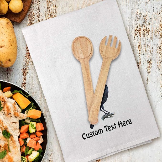 Style In Print Custom Decor Flour Kitchen Towels Crow Vintage Look B Animals Birds Animals Birds Cleaning Supplies Dish Towels Personalized Text Here