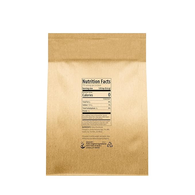 Pure Original Ingredients Sodium Bicarbonate (Baking Soda) (1 lb) Eco-Friendly Packaging, Always Pure, No Fillers Or Additives (Pack of 2)