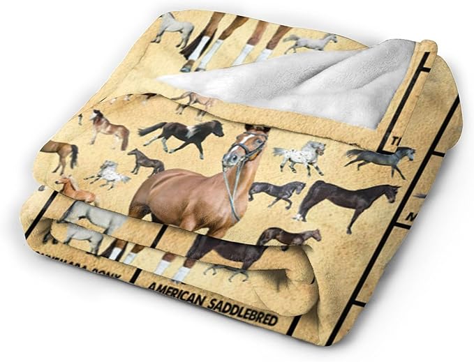 Horse Blanket Throws Horse Gifts Horses Throw Blanket for Girls Boys Kids Adults Soft Warm Cozy Fleece Blanket for Couch Sofa Bed 50"x40"
