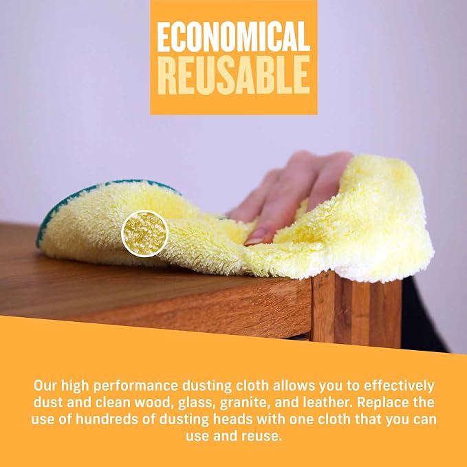 E-Cloth High Performance Dusting Cloth - Reusable Microfiber Cleaning Cloths, Dual-Sided, Washable, For Home, Kitchen, Glass, Wood & Granite, Streak Free Cleaning Supplies - 2 Pack