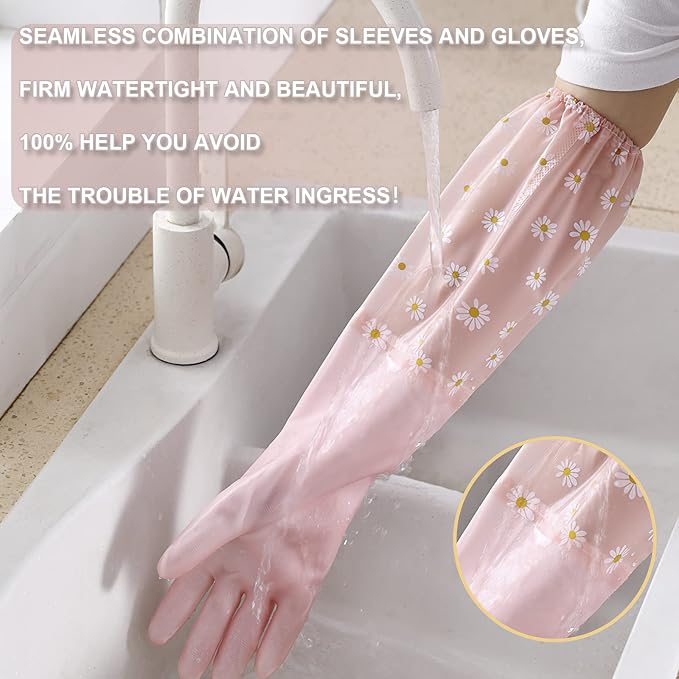 KAQ Dishwashing Cleaning Gloves 6 Pairs - Reusable Rubber Gloves Non-Slip Laundry Kitchen Gardening Household Gloves