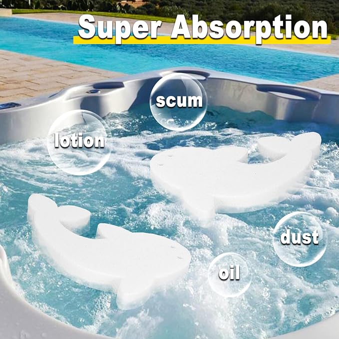 Hot Tub Scum Absorber Sponge 5 Pack Oil Absorbing Scum Sponge for Inflatable Hot Tub Spa Swimming Pool Hot Tub Accessories Cleaner