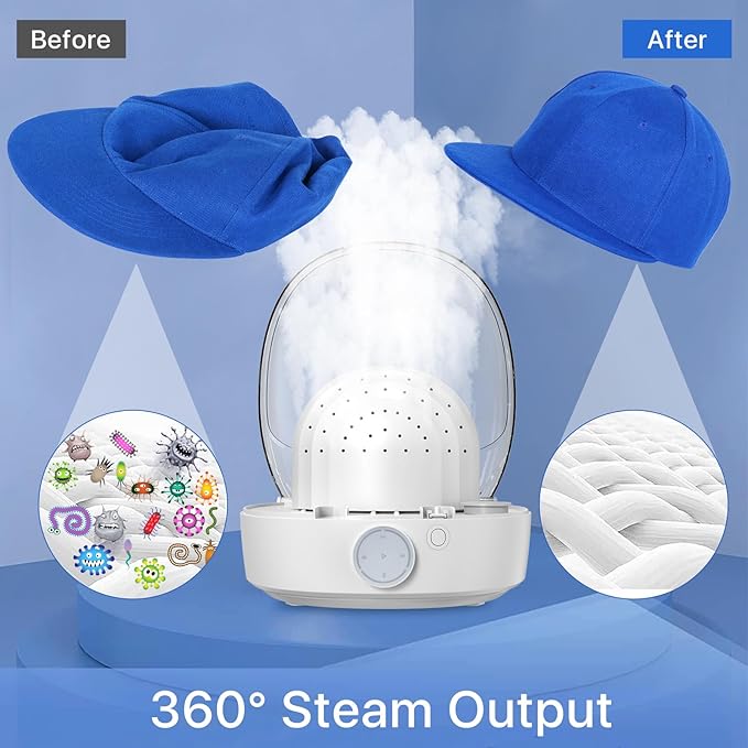 INNOPAW Automatic Cap Cleaner with steam and Dry,steam Cleaning&Ironing and Drying for Bucket Baseball Cap,hat Cleaner&Dryer for Trucker hat etc.…