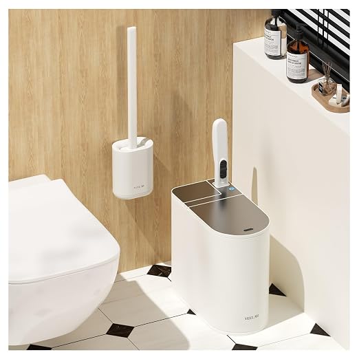 Motion Sensor Bathroom Trash Can and Toilet Brush Holder Set