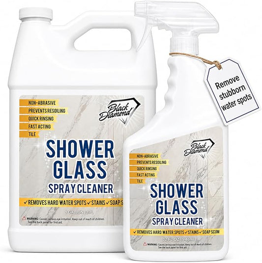 Shower Glass Cleaner – Professional Strength Shower Door & Tile Spray - Removes Hard Water Stains, Soap Scum & Water Spots, Non-Abrasive, Prevents Resoiling (160 Fl Oz (Pack of 1))