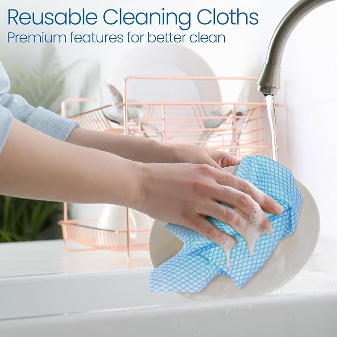 Tioncy 400 Pcs Disposable Cleaning Cloths Reusable Handy Wipes for Kitchen Multi-purpose Disposable Cleaning Towels and Dish Cloths Absorbent Cleaning Cloth Wipes for Kitchen and Home(Blue)