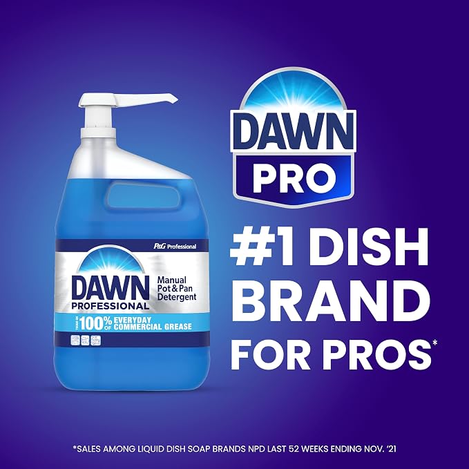Dawn PRO Manual Pot and Pan Detergent, Dish Soap Liquid for Dishwashing by Hand, Bulk Concentrate for Commercial Use, 1 gal (Case of 4)