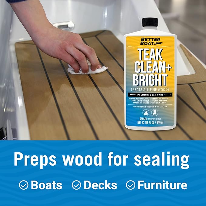 Better Boat Teak Cleaner and Brightener for Wood, Teak Oil or Sealer for Boats, Indoor Furniture, Shower Stools, and Outdoor Wood Furniture Restorer for Stains